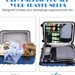 Compression Travel Packing Cubes Set for Luggage Storage and Backpack Organizer, Expandable Mesh Travel Bags, 5-Piece Set for Space Saving and Organizing Clothes