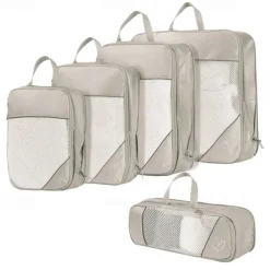 Compression Travel Packing Cubes Set for Luggage Storage and Backpack Organizer, Expandable Mesh Travel Bags, 5-Piece Set for Space Saving and Organizing Clothes