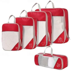 Compression Travel Packing Cubes Set for Luggage Storage and Backpack Organizer, Expandable Mesh Travel Bags, 5-Piece Set for Space Saving and Organizing Clothes