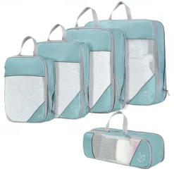 Compression Travel Packing Cubes Set for Luggage Storage and Backpack Organizer, Expandable Mesh Travel Bags, 5-Piece Set for Space Saving and Organizing Clothes