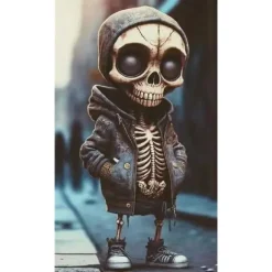 Cool Skeleton Figurines, Halloween Skull Statue Skeleton Doll Resin Crafts Ornaments, Fashion Mini Cool Skeleton Figurines Decor Skeleton Man Resin Statue Doll For Home Office Desk Decor