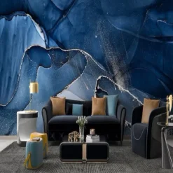 Cool Wallpapers Blue Wallpaper Wall Mural Abstract Marble Wall Covering Sticker Peel and Stick Removable PVC/Vinyl Material Self Adhesive/Adhesive Required Wall Decor for Living Room Kitchen Bathroom