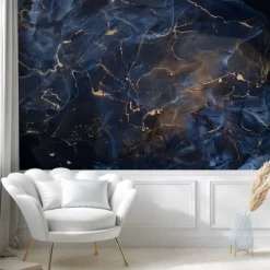 Cool Wallpapers Blue Wallpaper Wall Mural Abstract Marble Wall Covering Sticker Peel and Stick Removable PVC/Vinyl Material Self Adhesive/Adhesive Required Wall Decor for Living Room Kitchen Bathroom