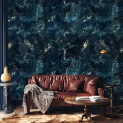 Cool Wallpapers Blue Wallpaper Wall Mural Abstract Marble Wall Covering Sticker Peel and Stick Removable PVC/Vinyl Material Self Adhesive/Adhesive Required Wall Decor for Living Room Kitchen Bathroom