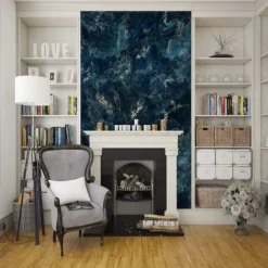 Cool Wallpapers Blue Wallpaper Wall Mural Abstract Marble Wall Covering Sticker Peel and Stick Removable PVC/Vinyl Material Self Adhesive/Adhesive Required Wall Decor for Living Room Kitchen Bathroom