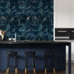 Cool Wallpapers Blue Wallpaper Wall Mural Abstract Marble Wall Covering Sticker Peel and Stick Removable PVC/Vinyl Material Self Adhesive/Adhesive Required Wall Decor for Living Room Kitchen Bathroom