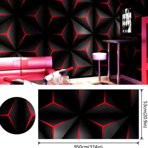Cool Wallpapers 3D Wallpaper Wall Mural Modern Style PVC Green Red Wallpaper Adhesive Required Wall Mural,Cabinet Furniture Countertop Paper Roll Wallpaper,20.8"*374" /53*950cm 1 Roll(Need Glue)