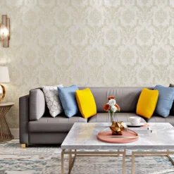 Cool Wallpapers Flower Wallpaper 3D Damask Wall Mural Wall Cover Sticker Film Peel and Stick Removable Self Adhesive Embossed European Damascus Non Woven Home Decoration 300x53cm/118.11''x20.87''