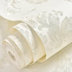 Cool Wallpapers Flower Wallpaper 3D Damask Wall Mural Wall Cover Sticker Film Peel and Stick Removable Self Adhesive Embossed European Damascus Non Woven Home Decoration 300x53cm/118.11''x20.87''