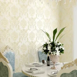 Cool Wallpapers Flower Wallpaper 3D Damask Wall Mural Wall Cover Sticker Film Peel and Stick Removable Self Adhesive Embossed European Damascus Non Woven Home Decoration 300x53cm/118.11''x20.87''