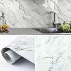 Cool Wallpapers Marble Wallpaper Wall Mural Waterproof Oil Proof MoistureProof Furniture Renovation Self-Adhesive Easily Removable Wall Covering Kitchen Countertop Cabinet Shelf Liner 23.6