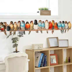 Cool Wallpapers 1Pcs Birds Wall Stickers, Removable 3D Birds Stickers Wallpaper Border, Wall Mural Vinyl Wall Art Decor For Kids Bedroom, Living Room, Nursery Room, 35.4x7.8 Inches