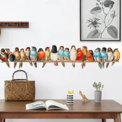 Cool Wallpapers 1Pcs Birds Wall Stickers, Removable 3D Birds Stickers Wallpaper Border, Wall Mural Vinyl Wall Art Decor For Kids Bedroom, Living Room, Nursery Room, 35.4x7.8 Inches