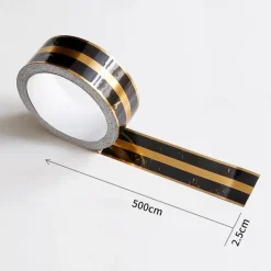 Cool Wallpapers Stripe Wallpaper Border Wall Mural Black Gold Waistline Baseboard Peel and Stick Self Adhesive PVC/Vinyl Modern Waterproof Wall Decal for Room, 0.98