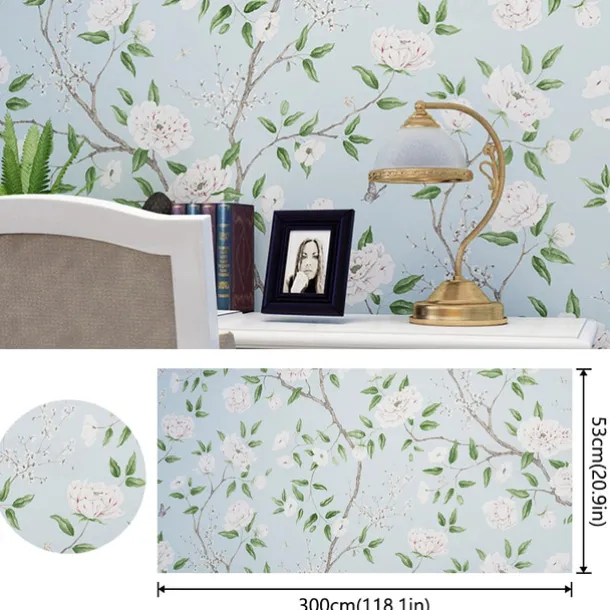 Cool Wallpapers Vintage Flower Wallpaper Wall Mural Self Adhesive Peel and Stick Removable Floral Vinyl Wallpaper Cabinet Furniture Countertop Paper Textured Wallpaper,20.8"x118"/53x300cm 1 Roll