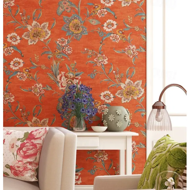 Cool Wallpapers Vintage Flower Wallpaper Wall Mural Self Adhesive Peel and Stick Removable Floral Vinyl Wallpaper Cabinet Furniture Countertop Paper Textured Wallpaper,20.8"x118"/53x300cm 1 Roll