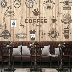 Cool Wallpapers Wall Mural Vintage Wallpaper Wall Sticker Covering Print Peel and Stick Removable Coffee Cafe Graffiti Canvas Home Décor