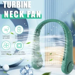 Cooling Bladeless Neck Fan – Wearable Hands-Free USB Rechargeable Fan with 3 Speeds, Ideal Gift for Travel or Sports