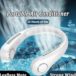 Cooling Bladeless Neck Fan – Wearable Hands-Free USB Rechargeable Fan with 3 Speeds, Ideal Gift for Travel or Sports