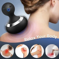 Cordless Electric Handheld Massager with 10 Vibrations, Rechargeable Neck and Body Massager – Black