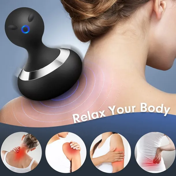 Cordless Electric Handheld Massager with 10 Vibrations, Rechargeable Neck and Body Massager – Black