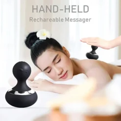 Cordless Electric Handheld Massager with 10 Vibrations, Rechargeable Neck and Body Massager – Black
