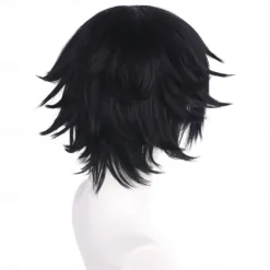 Cosplay Costume Wig Bouncy Curl Natural Wave Short Bob Neat Bang With Bangs Machine Made Wig Short Natural Black #1B Synthetic Hair Men's Classic Comfortable Black