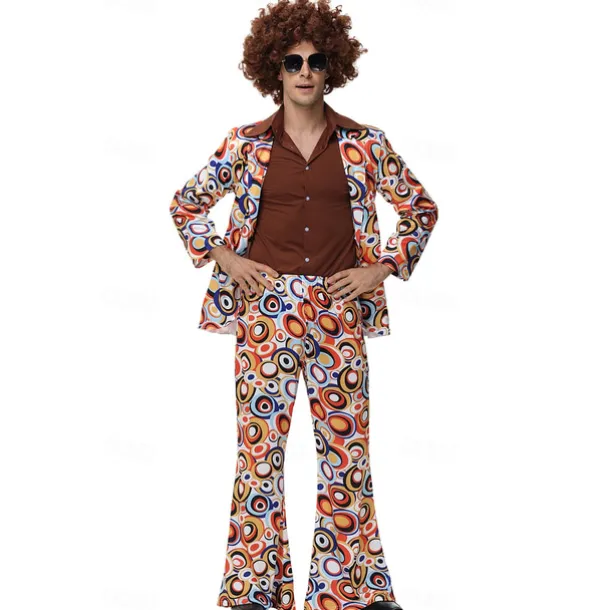 Cosplay Couples Carnival Costume Outfits Adults' Men's Women's Hippie 1970s Disco Party Carnival Masquerade Mardi Gras Easy Carnival Costume