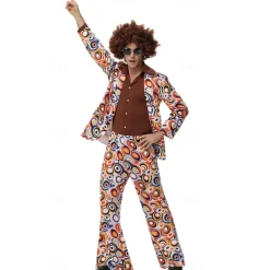 Cosplay Couples Carnival Costume Outfits Adults' Men's Women's Hippie 1970s Disco Party Carnival Masquerade Mardi Gras Easy Carnival Costume