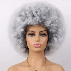 Cosplay Wigs Afro Puff Wigs for Women Short Afro Kinky Curly Wig Heat Resistant Synthetic Hair Fluffy Soft Natural Looking Wig for Black Women Halloween Wigs