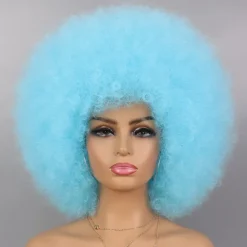 Cosplay Wigs Afro Puff Wigs for Women Short Afro Kinky Curly Wig Heat Resistant Synthetic Hair Fluffy Soft Natural Looking Wig for Black Women Halloween Wigs
