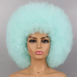 Cosplay Wigs Afro Puff Wigs for Women Short Afro Kinky Curly Wig Heat Resistant Synthetic Hair Fluffy Soft Natural Looking Wig for Black Women Halloween Wigs