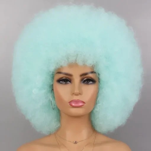 Cosplay Wigs Afro Puff Wigs for Women Short Afro Kinky Curly Wig Heat Resistant Synthetic Hair Fluffy Soft Natural Looking Wig for Black Women Halloween Wigs