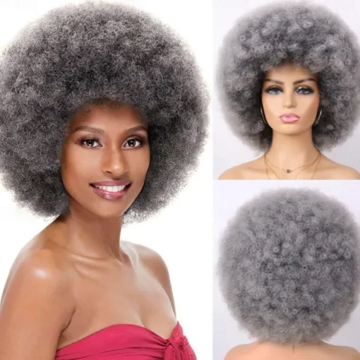 Cosplay Wigs Afro Puff Wigs for Women Short Afro Kinky Curly Wig Heat Resistant Synthetic Hair Fluffy Soft Natural Looking Wig for Black Women Halloween Wigs