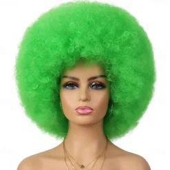Cosplay Wigs Afro Puff Wigs for Women Short Afro Kinky Curly Wig Heat Resistant Synthetic Hair Fluffy Soft Natural Looking Wig for Black Women Halloween Wigs