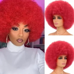 Cosplay Wigs Afro Puff Wigs for Women Short Afro Kinky Curly Wig Heat Resistant Synthetic Hair Fluffy Soft Natural Looking Wig for Black Women Halloween Wigs