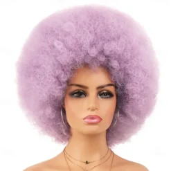 Cosplay Wigs Afro Puff Wigs for Women Short Afro Kinky Curly Wig Heat Resistant Synthetic Hair Fluffy Soft Natural Looking Wig for Black Women Halloween Wigs