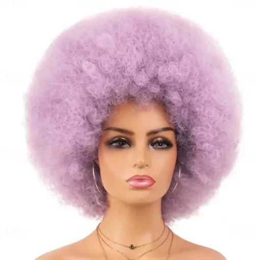 Cosplay Wigs Afro Puff Wigs for Women Short Afro Kinky Curly Wig Heat Resistant Synthetic Hair Fluffy Soft Natural Looking Wig for Black Women Halloween Wigs