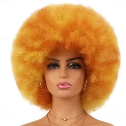 Cosplay Wigs Afro Puff Wigs for Women Short Afro Kinky Curly Wig Heat Resistant Synthetic Hair Fluffy Soft Natural Looking Wig for Black Women Halloween Wigs
