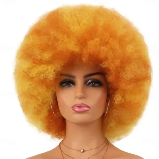 Cosplay Wigs Afro Puff Wigs for Women Short Afro Kinky Curly Wig Heat Resistant Synthetic Hair Fluffy Soft Natural Looking Wig for Black Women Halloween Wigs