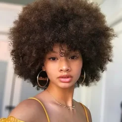 Cosplay Wigs Afro Puff Wigs for Women Short Afro Kinky Curly Wig Heat Resistant Synthetic Hair Fluffy Soft Natural Looking Wig for Black Women Halloween Wigs
