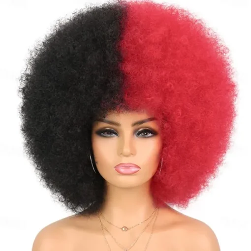 Cosplay Wigs Afro Puff Wigs for Women Short Afro Kinky Curly Wig Heat Resistant Synthetic Hair Fluffy Soft Natural Looking Wig for Black Women Halloween Wigs
