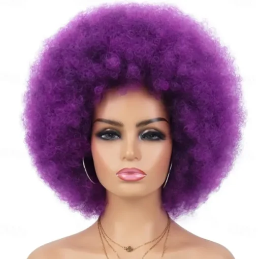 Cosplay Wigs Afro Puff Wigs for Women Short Afro Kinky Curly Wig Heat Resistant Synthetic Hair Fluffy Soft Natural Looking Wig for Black Women Halloween Wigs