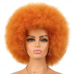 Cosplay Wigs Afro Puff Wigs for Women Short Afro Kinky Curly Wig Heat Resistant Synthetic Hair Fluffy Soft Natural Looking Wig for Black Women Halloween Wigs
