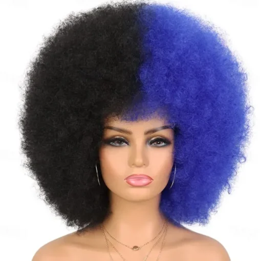 Cosplay Wigs Afro Puff Wigs for Women Short Afro Kinky Curly Wig Heat Resistant Synthetic Hair Fluffy Soft Natural Looking Wig for Black Women Halloween Wigs