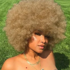 Cosplay Wigs Afro Puff Wigs for Women Short Afro Kinky Curly Wig Heat Resistant Synthetic Hair Fluffy Soft Natural Looking Wig for Black Women Halloween Wigs