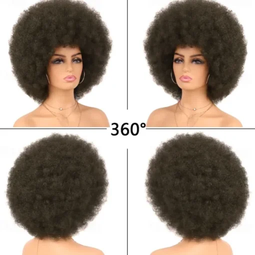 Cosplay Wigs Afro Puff Wigs for Women Short Afro Kinky Curly Wig Heat Resistant Synthetic Hair Fluffy Soft Natural Looking Wig for Black Women Halloween Wigs