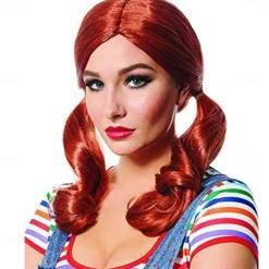 Costume Culture Evil Doll Chucky Pig Tails Red Movie Good Guy Wig Halloween Wigs