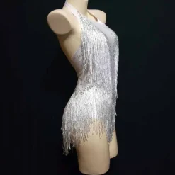 Costumes Exotic Dancewear Leotard / Onesie Tassel Crystals / Rhinestones Women's Performance Sleeveless Spandex