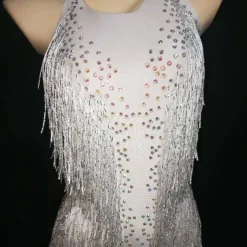 Costumes Exotic Dancewear Leotard / Onesie Tassel Crystals / Rhinestones Women's Performance Sleeveless Spandex
